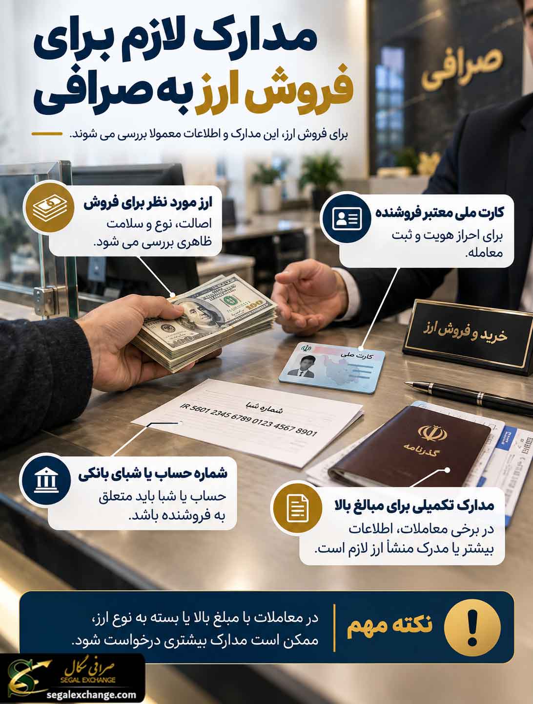 مدارک لازم برای فروش ارز به صرافی