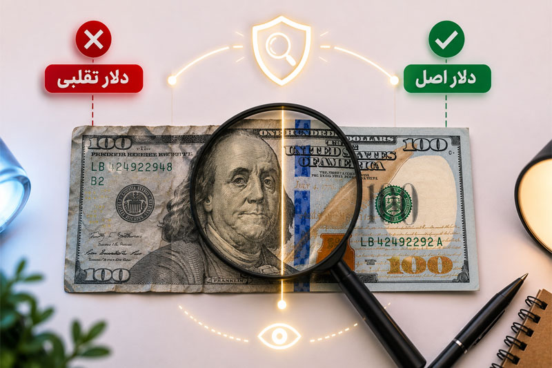 چگونه دلار تقلبی را تشخیص دهیم؟ راهنمای کامل تشخیص دلار اصل از تقلبی 