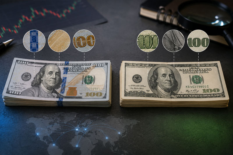 فرق دلار آبی و سبز چیست؟ بررسی تفاوت، قیمت و ارزش اسکناس دلار 